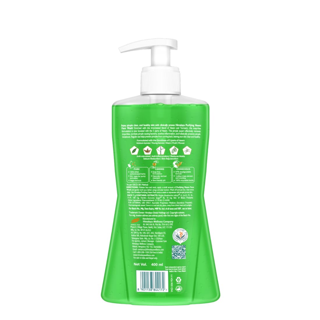 Herblyn Naturals Purifying Neem Face Wash for Deep Cleansing, Acne Control & Fresh Clear Skin Gentle Daily Use