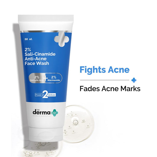 Dermaxa Sali-Cinamide Anti-Acne Face Wash with 2% Salicylic Acid & 2% Niacinamide, 80 ml | Clears Acne & Marks