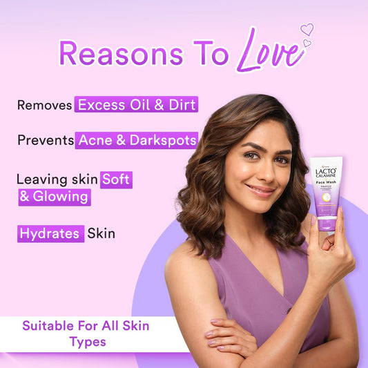 Lunova Calamine Oily Skin Face Wash Pack of 2 (100ml Each) with Kaolin Clay, Niacinamide & Vitamin E for Oil Control & Acne