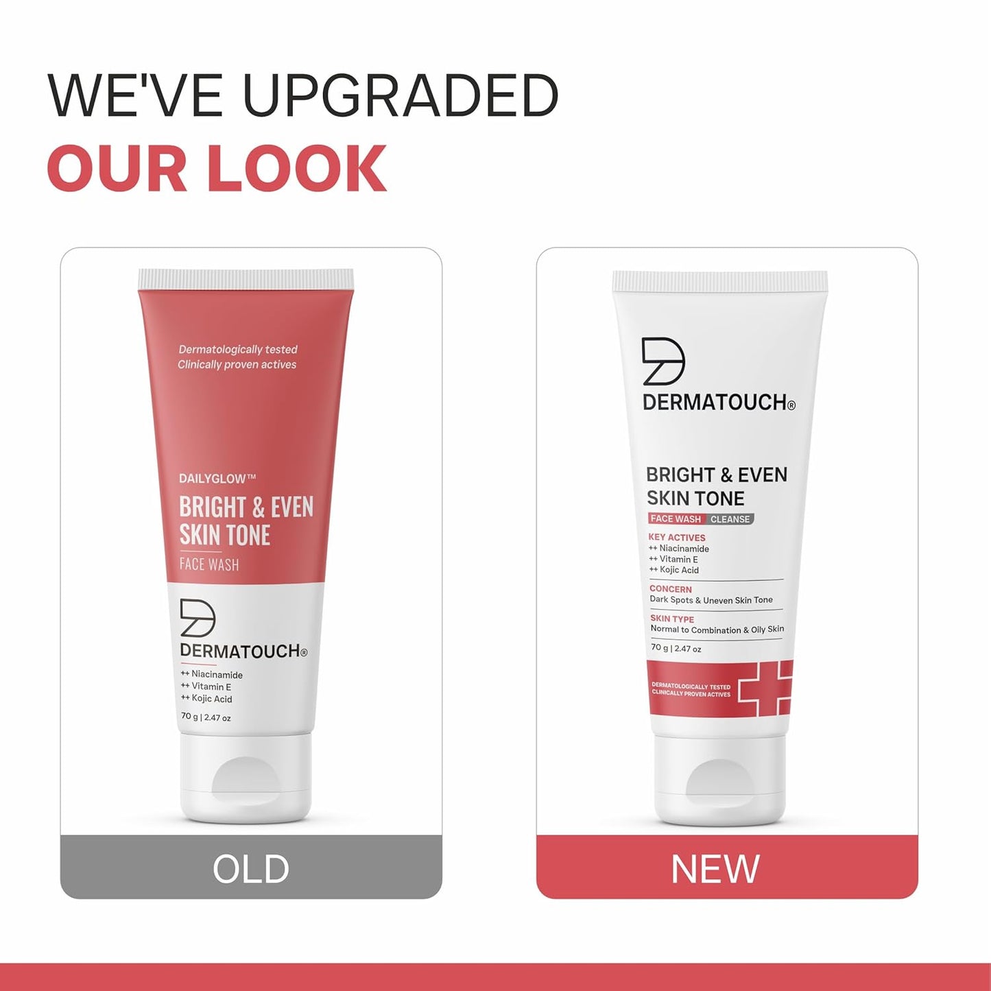 Dermaluxe Bright & Even Tone Face Wash with Niacinamide, Vitamin E & Kojic Acid | Gentle Daily Cleanser for Tan, Pigmentation & Dark Spots - 70g